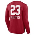 thumbnail image 3 of Men's Christian McCaffrey Scarlet San Francisco 49ers Team Wordmark Player Name & Number Long Sleeve T-Shirt, 3 of 3