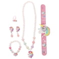 thumbnail image 1 of ColoMX 1 Juego de recuerdos de fiesta de unicornio, collar de unicornio, pulsera, anillo, pendientes, reloj de pulsera de unicornio para niñas pequeñas, 1 of 7