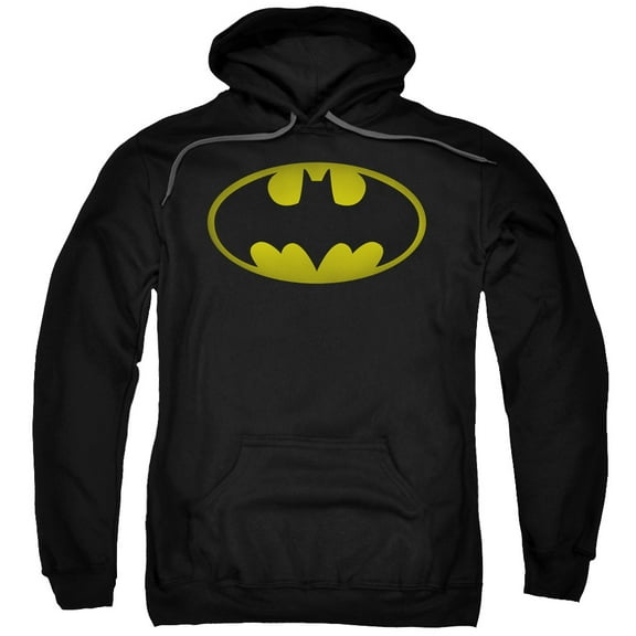 Batman Men's Washed Bat Logo Hooded Sweatshirt Medium Black