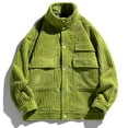 thumbnail image 2 of IROINNID Men's Anorak Long Sleeve Solid Color Loose Corduroy Cargo Jacket Stand Collar Outwear & Jackets, 2 of 5