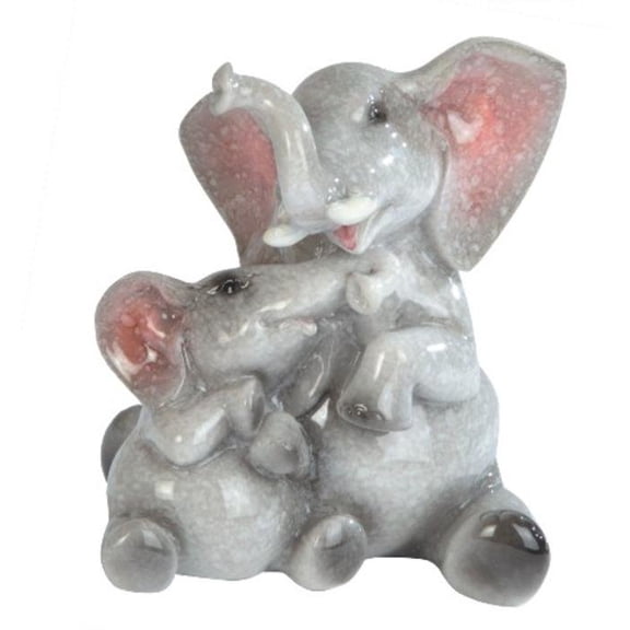 4 Inch Grey Elephant and Baby Elephant Figurine