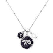 Mint & Lily Mama Bear - Initial - Diana Pendant Necklace Silver Plating with Charm