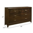 thumbnail image 5 of Benjara Nibo 60 Inch Wide Dresser, 6 Drawers, Satin Brass Handles, Brown Solid Wood, 5 of 5