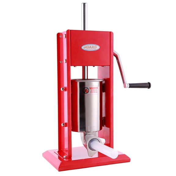 Hakka 7 Lb/3 L Vertical Sausage Stuffer, Stainless Steel 2-Speed Manual Meat Filler with 4 Stuffing Nozzle