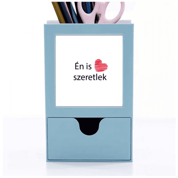 Hungarian I Love You Text Design Script Desk Supplies Organizer Pen Holder Card
