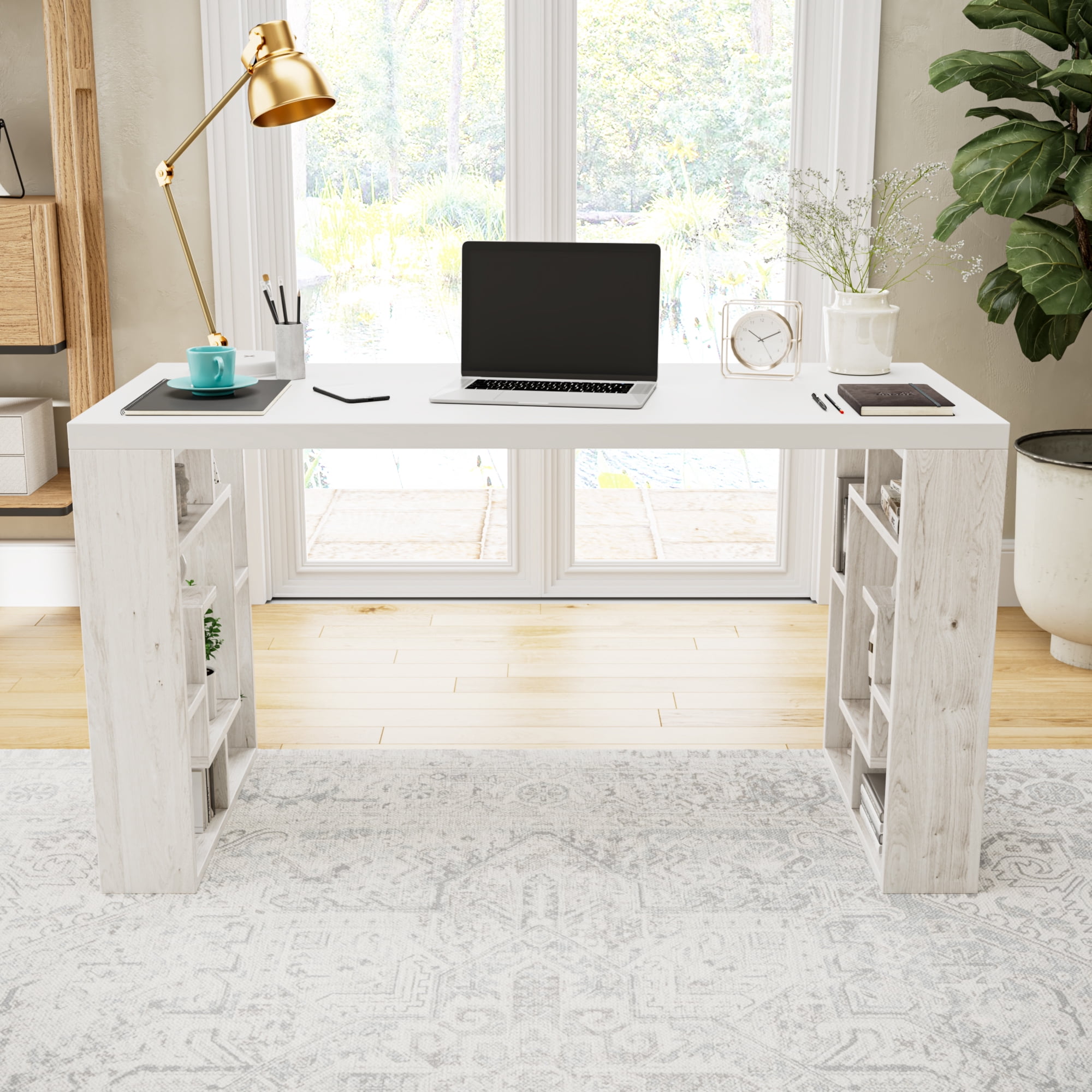 Ada Home Decor Furniture 4 Tier White Ivory Briscoe Modern Desk