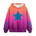 thumbnail image 6 of Sookity Girls Cute Star Print Hoodies Oversized Long Sleeve Pullover Casual Loose Tops Sweatshirt Fall School Trendy Clothes with Pockets Hot Pink,120 Kids Hoodies, 6 of 7