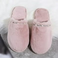 thumbnail image 4 of HNMKIU Elegant Women's Cozy Home Slippers Warm Flat Scuff with Rhinestone Detail for Autumn Winter Relaxation Z01_Pink,6.5, 4 of 7