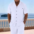 thumbnail image 6 of Men's Solid Color Short Sleeve Button Up Cardigan Shirt with Lapel Collar and Pockets, 6 of 9