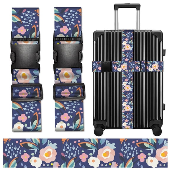 2Pcs Suitcase Belts Luggage Strap for Suitcases Floral Print Belts Travel Accessories Adjustable Straps with Quick Release Buckle Reliable Secure