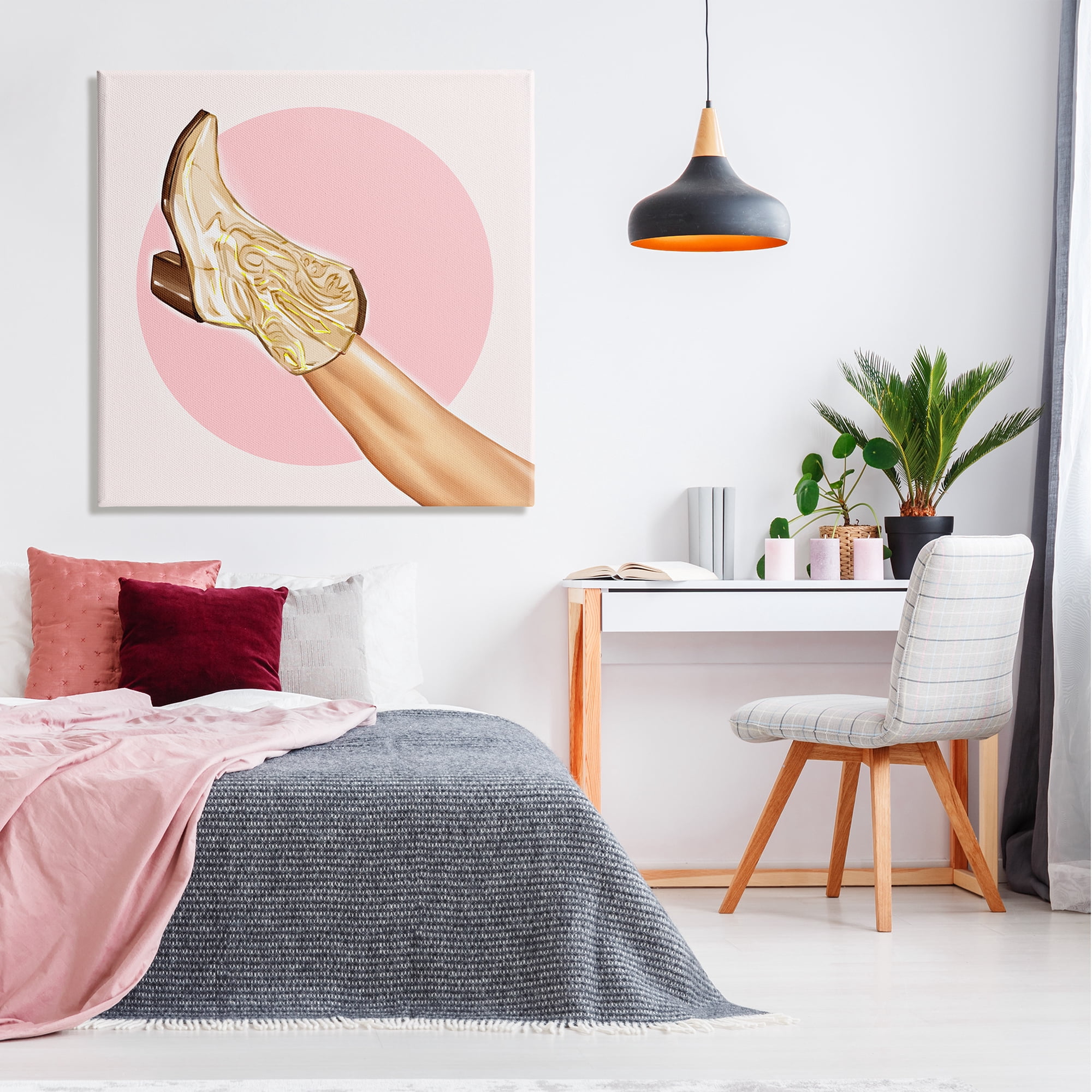 Stupell Cowgirl Boot Pink Country Fashion Beauty & Fashion Painting Gallery Wrapped Canvas Print Wall Art