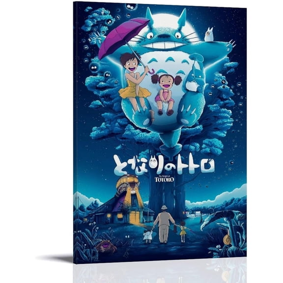 Canvas My Neighbor Totoro Poster Anime Poster Canvas Wall Art Bedroom Decoration Poster 12x16 inch Unframed