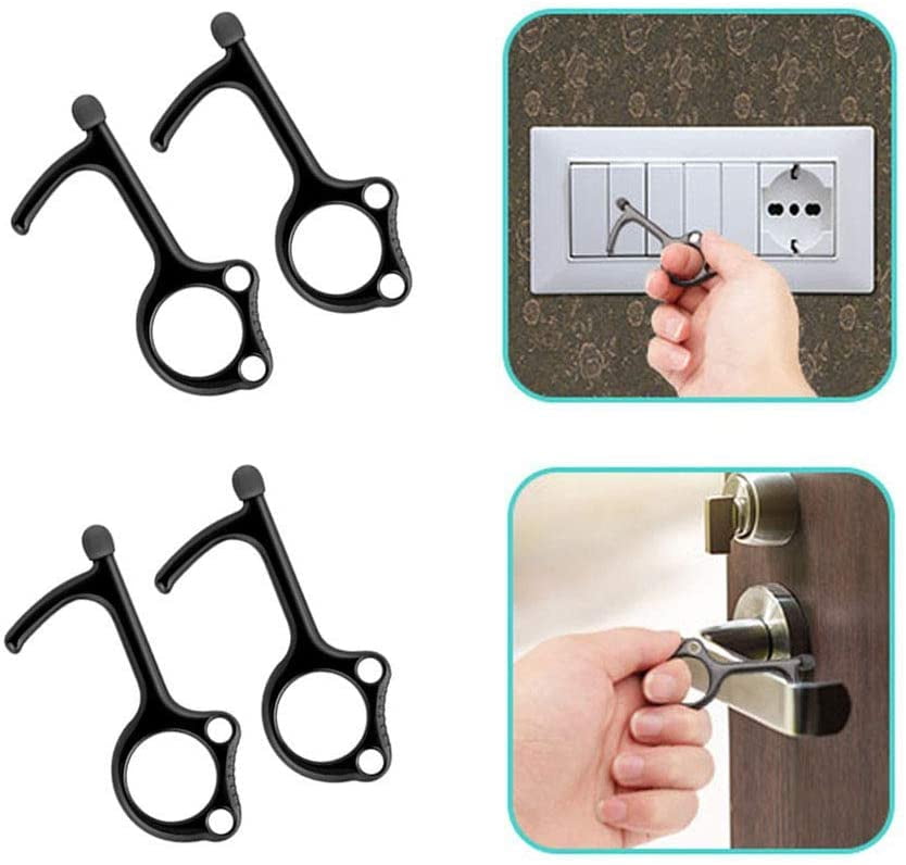 Contactless Door Closer Keychain Stylus Tool for Outdoor Public Elevator Button 4 Pack No-Touch Door Opener Support Touch Screen