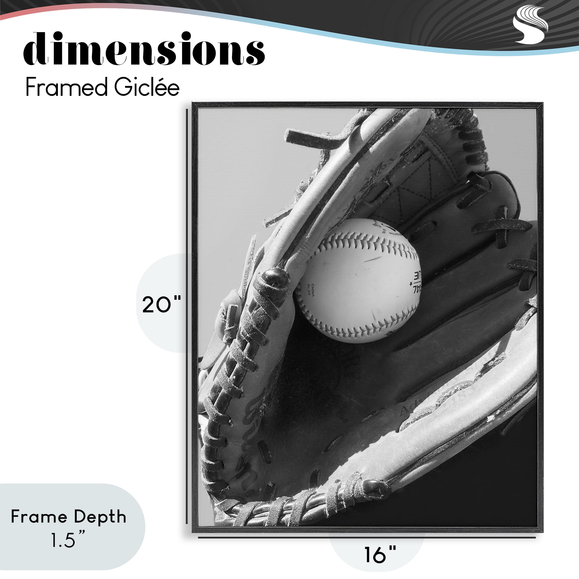 Stupell Industries Nice Catch Baseball Black Framed Giclee Art, design by Marcus Prime