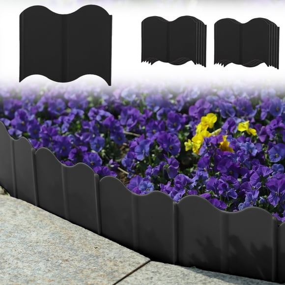 Zenithome Lot de 10 Bordures de Jardin en Plastique, Clôture Paysagère Décorative Ondulée pour Plates-Bandes, Pelouse, Cour, Allées et Terrasse, Installation Facile Sans Creusage Requis, Matériau en Résine Durable