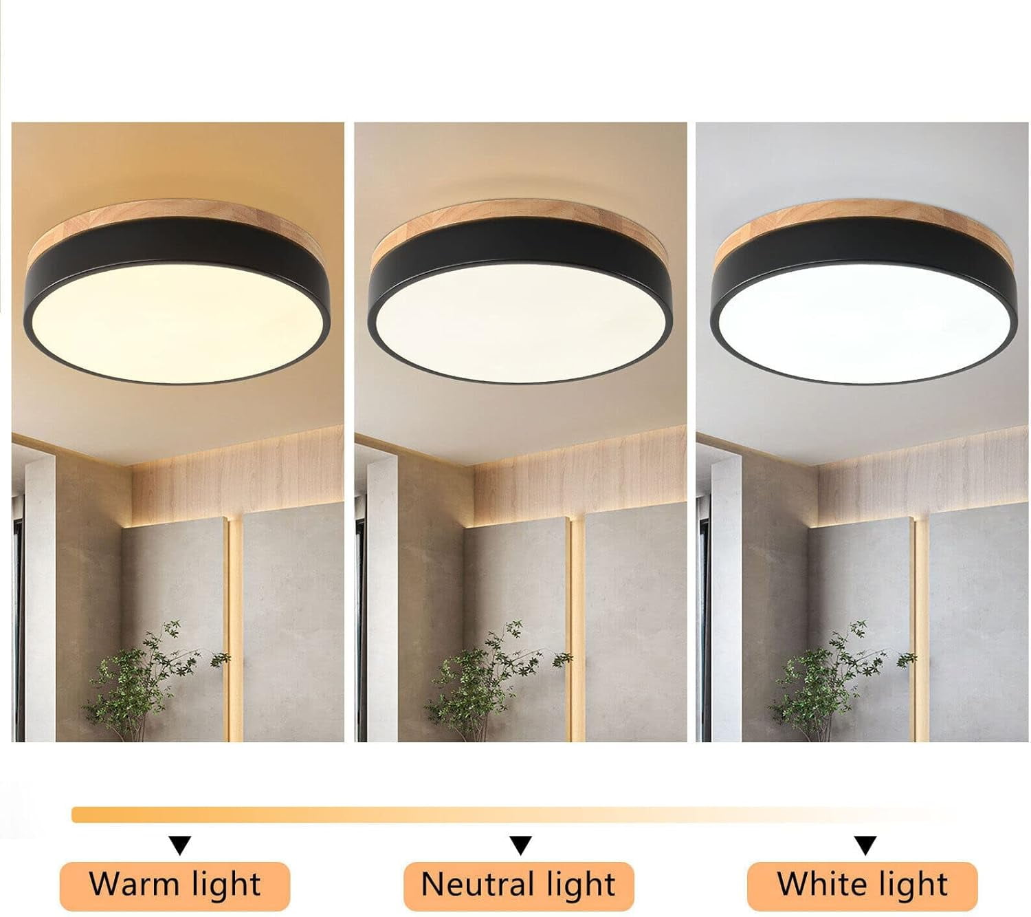 11.8 Inch LED Flush Mount Ceiling Light, 24W Dimmable Black Round Acrylic Flat Panel Light, Minimalist Ceiling Light Fixture for Dining Room, Bedroom, Kitchen