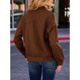 thumbnail image 5 of Women Zip Up Long Sleeve Casual Solid Color Loose Sweatshirts Jackets Outwear with Pockets, 5 of 5