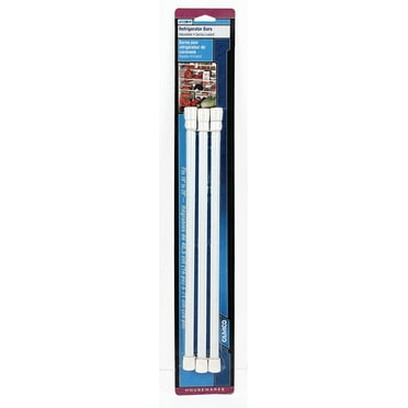Camco RV Refrigerator Bar, Holds Food and Drinks in Place During Travel, Prevents Messy Spills, Spring Loaded and Extends Between 16" and 28" - White (3 Pack) (44053)