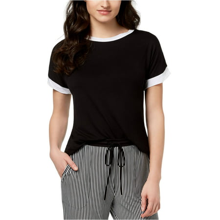 

DKNY Women s Contrast-Trim Pajama Top Black M
