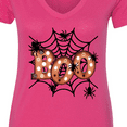 thumbnail image 4 of Inktastic Halloween Boo with Spiders in Web Women's V-Neck T-Shirt, 4 of 5