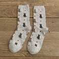 thumbnail image 2 of Arlun 1 Pair Thick Warm Cat Print Casual Socks for Women Cozy Homewear Fashion Warm Medium Tube Socks Fall Winter Comfort Mid-Calf Socks for Daily Wear Beige One Size, 2 of 3