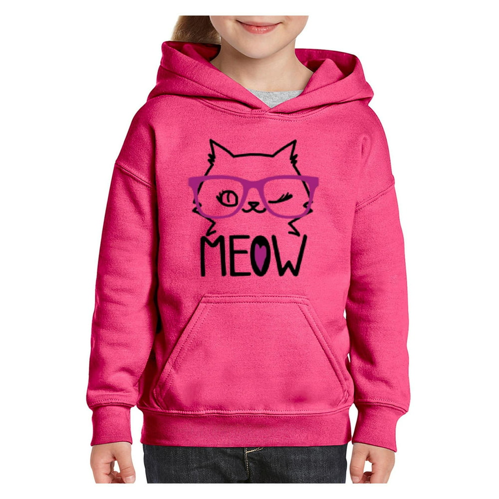IWPF - Youth Meow Cute Cat Kitty Hoodie For Girls and Boys Sweatshirt ...