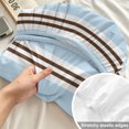 thumbnail image 4 of King Size Fitted Sheet Set - Light Brown Blue Striped 3 Piece Bedding Sets 16" Deep Pocket Fitted Sheet with 2 Pillowcases, Modern Farmhouse Vertical Stripes Brushed Microfiber Hotel Bed Sheets, 4 of 9