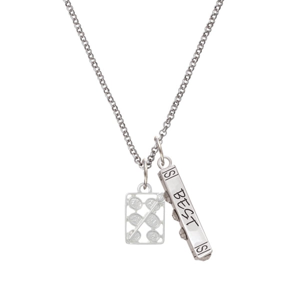 Delight Jewelry Silvertone 3-D Eye shadow Makeup Palette Silvertone Best Friends Forever Bar Charm Necklace, 23"