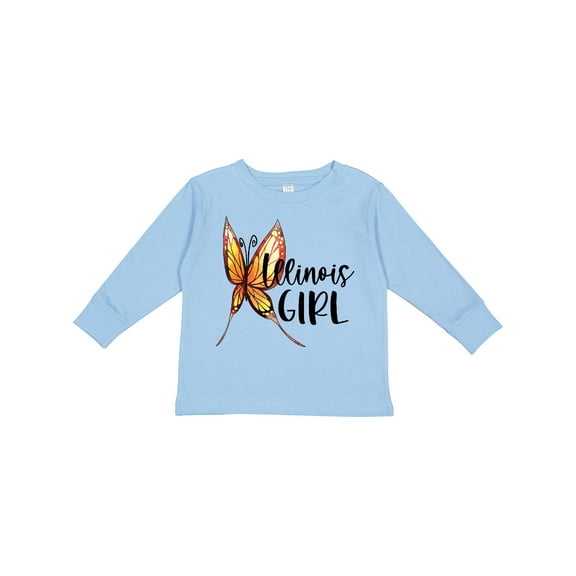 Inktastic Illinois Girl- Butterfly Girls Long Sleeve Toddler T-Shirt