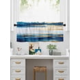 thumbnail image 5 of Valances for Windows Blue Gold Graffiti Rod Pocket Cafe Window Treatments Valance Curtains for Kitchen Bathroom Laundry Basement Windows 42"x18", 5 of 9