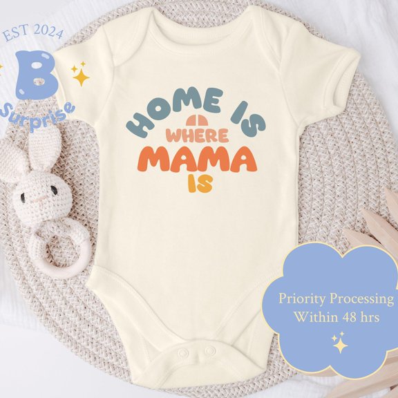 Home Is Where Mama Is Onesie, Retro Baby Bodysuit, Mama'S Love Baby Outfit, Cute Baby Shower Gift Cute Baby Onesie, BABY BODYSUIT LAT 4424