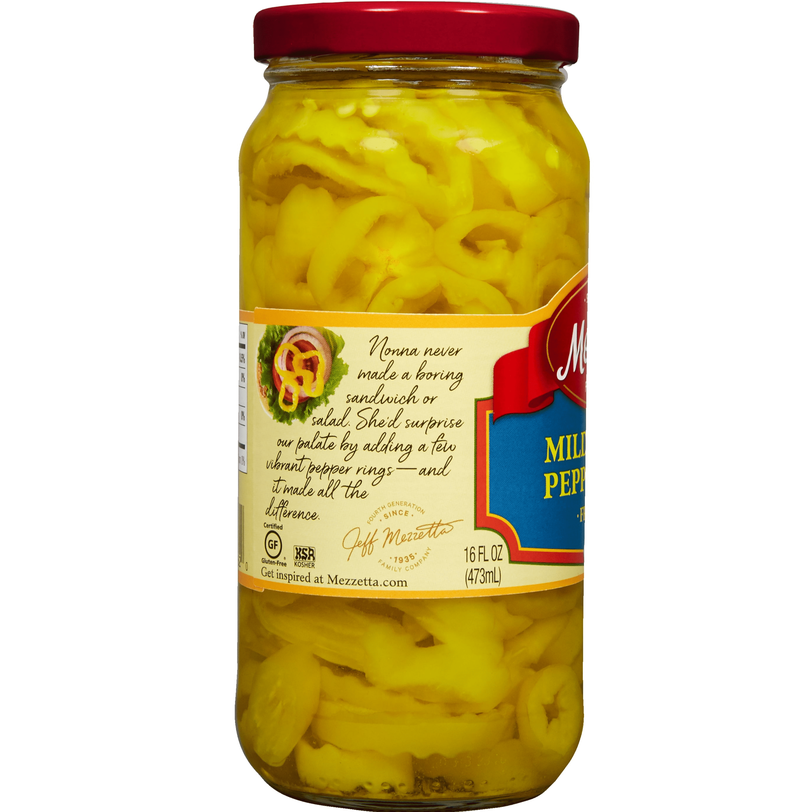 (4 pack) Mezzetta Mild Banana Pepper Rings, 16 fl oz Jar