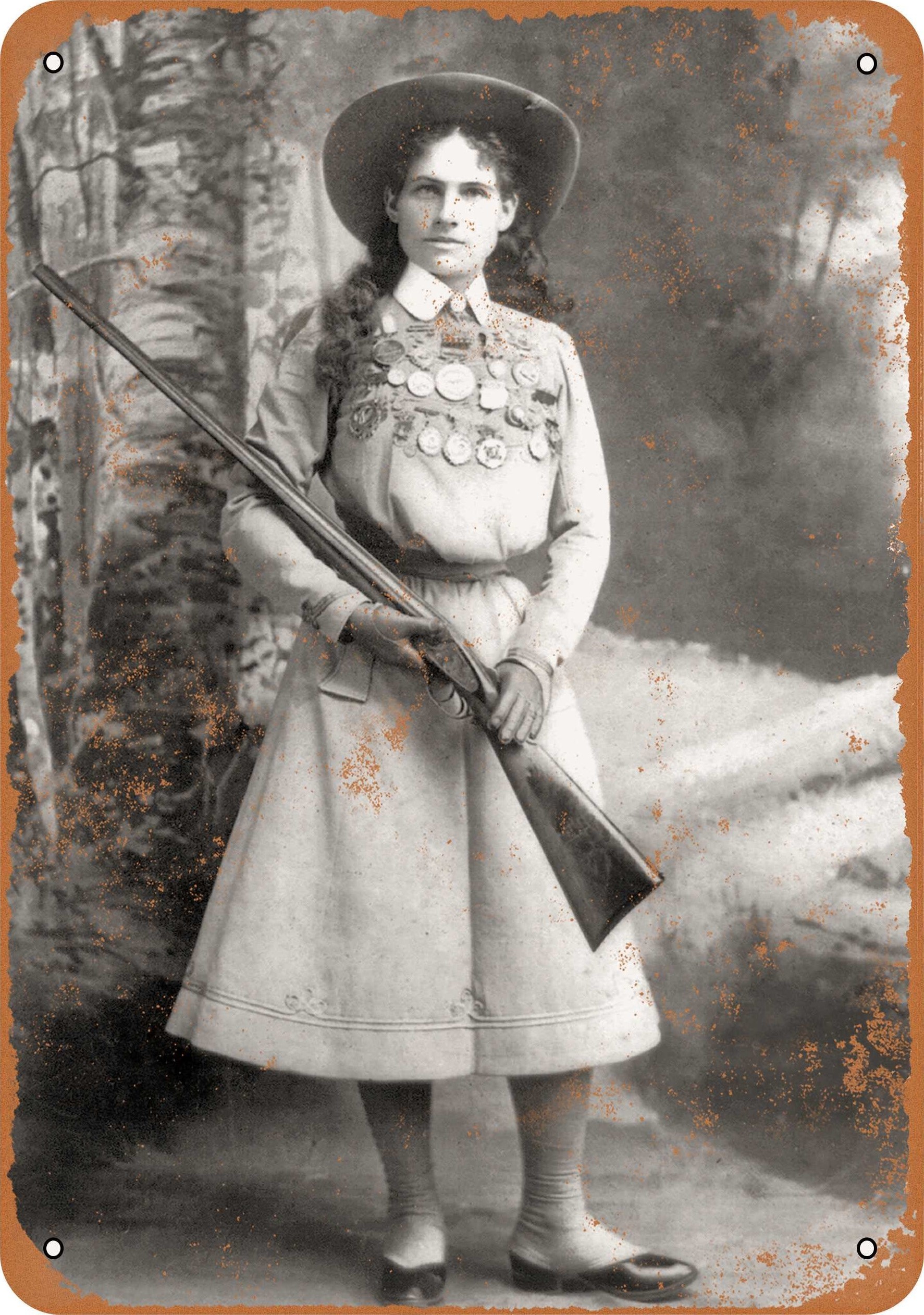 1899 Annie Oakley Portrait Metal Sign - 7x10 inch - Vintage Look -  