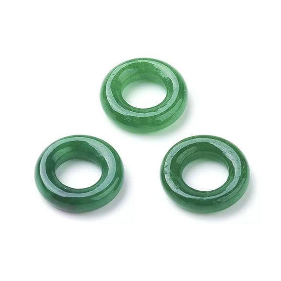 U8MO 10pcs Natural Jade Large Hole Ring Charms Mini Smooth Gemstone Pendants 12x3mm