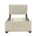 thumbnail image 6 of Twin Size Velvet Upholstered Platform Bed with Twin Size Trundle, Beige, 6 of 9