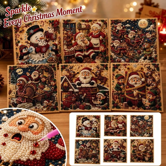 2026 DIY Christmas Pearl Diamond Painting Art Kit with Frame, Christmas Pearl Beads Art Craft for Adults & Beginners, Gemstone Diamond Dots Beads Painting for Home Wall Decor-I