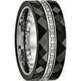 thumbnail image 4 of Stainless Steel Polished Faceted Black Ceramic Cz Ring (Size 5) Made In China sr559-5, 4 of 5