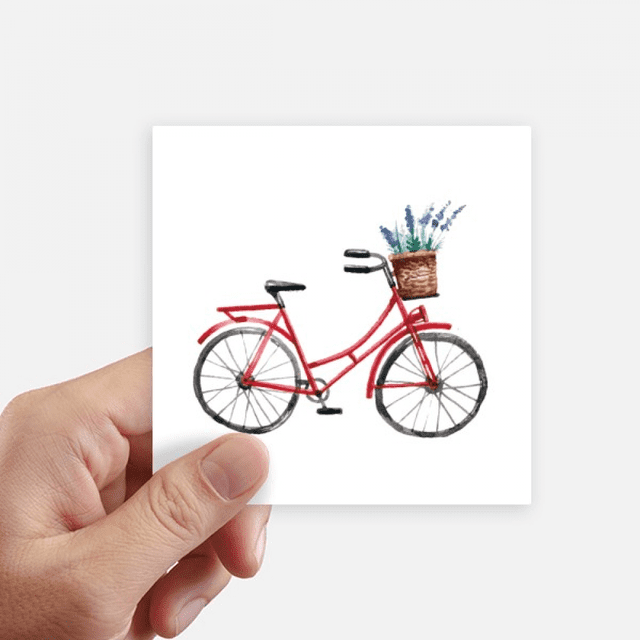 Watercolor Bicycle Lavender Flower Sticker Square Waterproof Stickers Wallpaper Car Decal