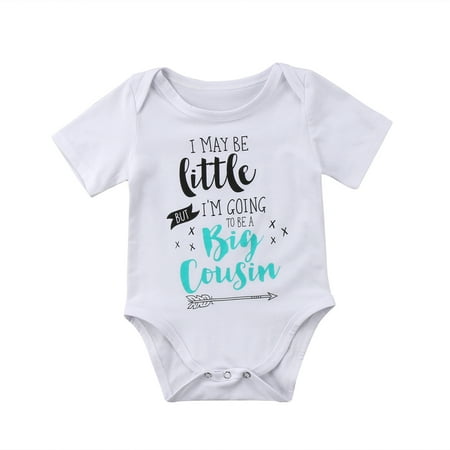 

Newborn Baby Boy Clothes Letter Short Sleeves Cotton Romper Funny Babygrows Outfit