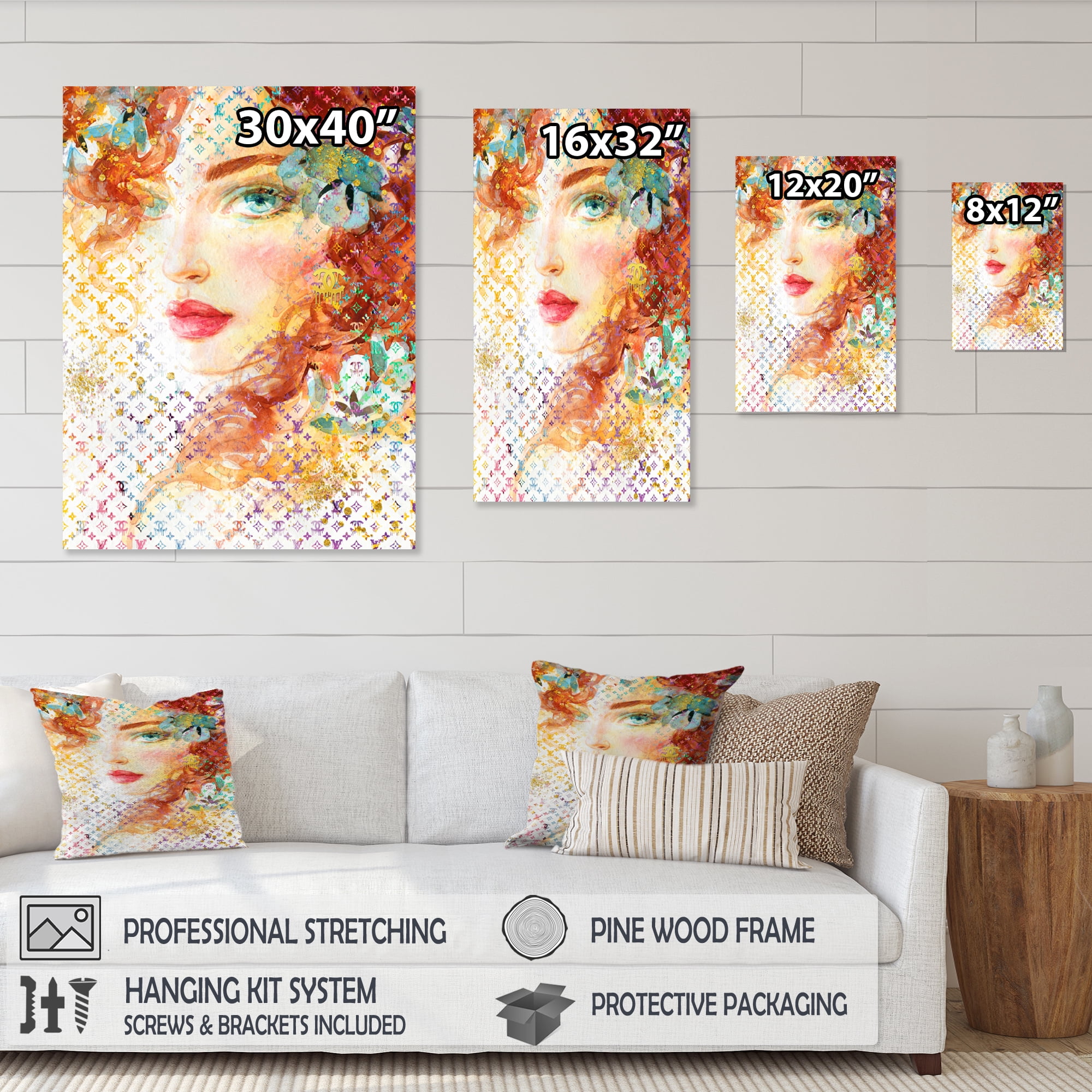 Designart Luxurious Red Haired Woman II Canvas Wall Art
