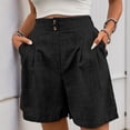 thumbnail image 3 of Bloomae Womens Shorts Dressy Loose Wide Leg Summer Shorts High Waisted Tailored Pleated Business Casual Work Trouser Shorts with Pockets Black XXL, 3 of 8