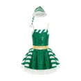 thumbnail image 2 of iiniim Kids Girls Christmas Dance Leotard Figure Ice Skating Bodysuit Mesh Tutu Dance Dress with Hat Size 6-16 Green 6, 2 of 7