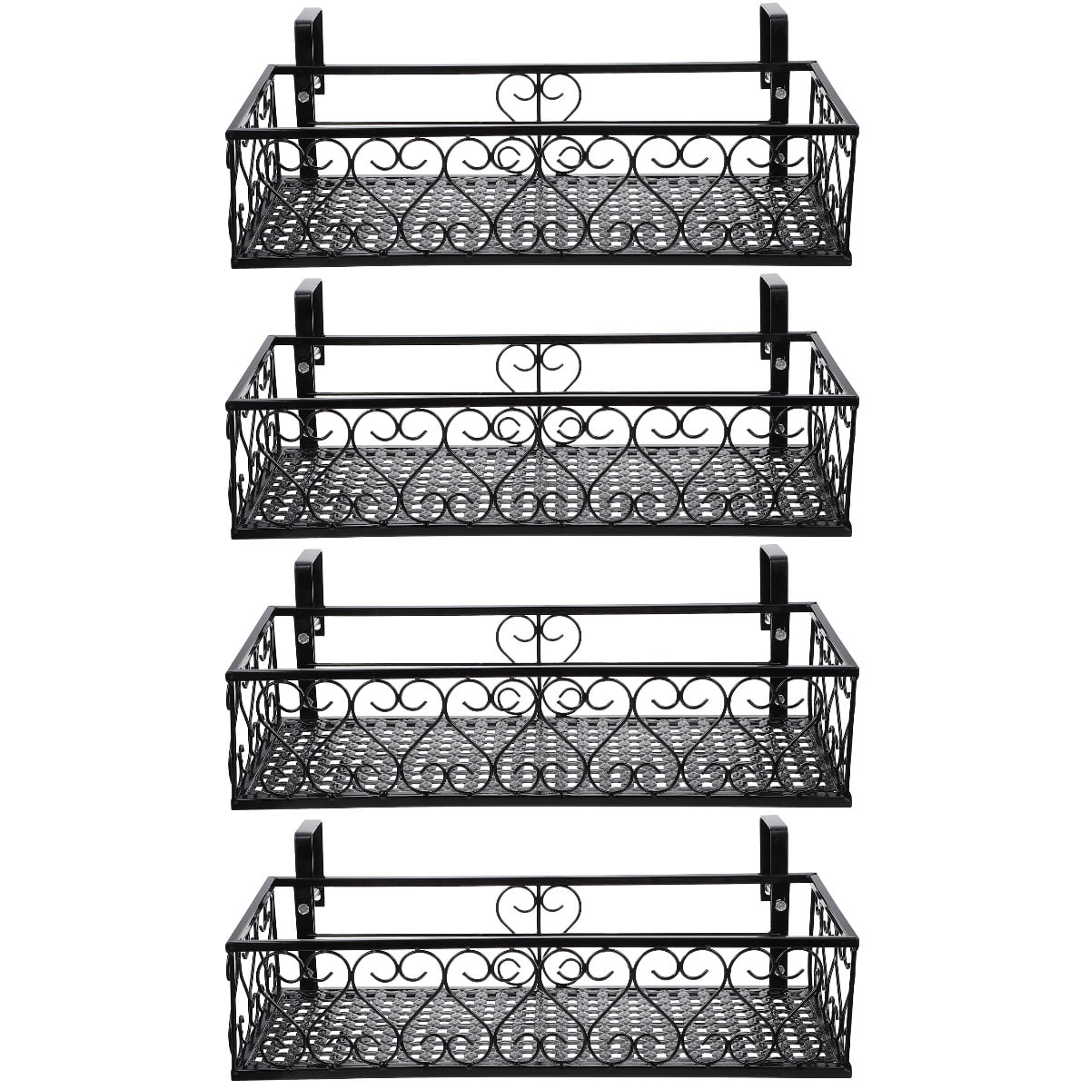 Raindrops 4pcs Balcony Window Shelf Flower Pot Hanger Window Box Stand Rack Railing Planter Shelf Planter Container for Patio Porch or Fence