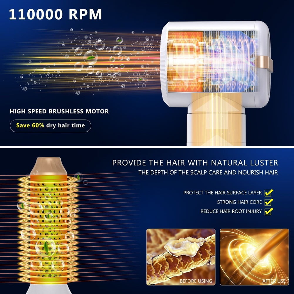 7 in 1 Multifunctional Styler Curler Automatic Curling Hair Dryer 1400W Powerful Hair Straightener Set US Plug