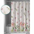 thumbnail image 2 of Shower Curtain Pastoral Flower Leaf Butterfly Waterproof Shower Curtain Set with Hooks for Bathroom Showers,Stalls and Bathtubs,72x78In Pink Green Plant Linen Texture, 2 of 8