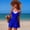 Blue, variant on Swim Rompers for Women Tummy Control One Piece Round Neck Swimsuits with Short Modest Sporty Bathing Suit Swimwear with Pockets Army Green XXL