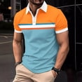 thumbnail image 2 of MQLKF Mens Printed Checked Striped Shirt Sport Shirt Short Sleeve Top Stylish Comfortable Breathable Handsome Men's Polo Shirt, 2 of 8