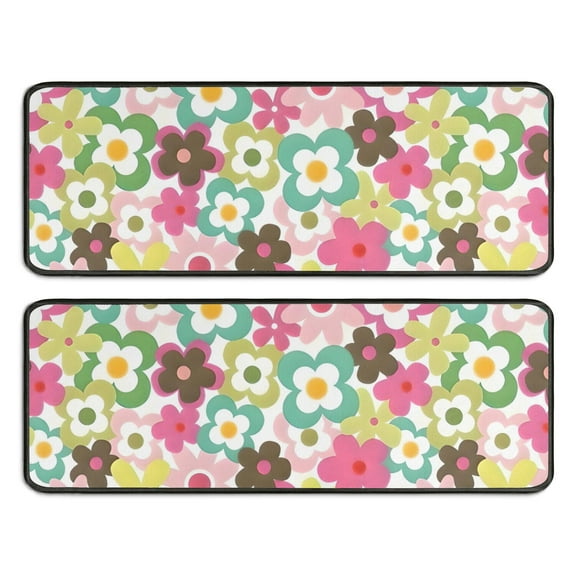Kitchen Rugs Sets Of 2,Pioneer Flower Floral Print Pattern Anti Fatigue Kitchen Mat Rugs Non Slip Washable,Decorative Kitchen Floor Mats for Kitchen,Sink,Laundry,17"x47" 17"x47"