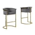 thumbnail image 3 of Tabouret de Bar en Velours Gris Foncé (Unité) avec Base en Métal Doré Chromé, 3 of 3