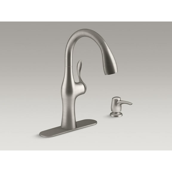 Kohler Alma 1.5 GPM Kitchen Faucet with Pull Down Sprayer & Soap Dispenser, Vibrant Stainless